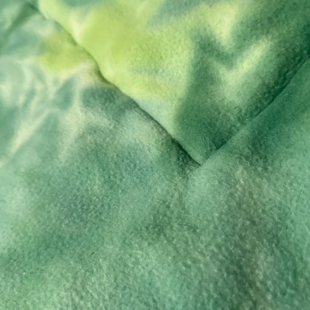 Handmade 54x37 Sensory Squares Blanket Kid Faux Fur Trim Tie Dyed Fleece Backing